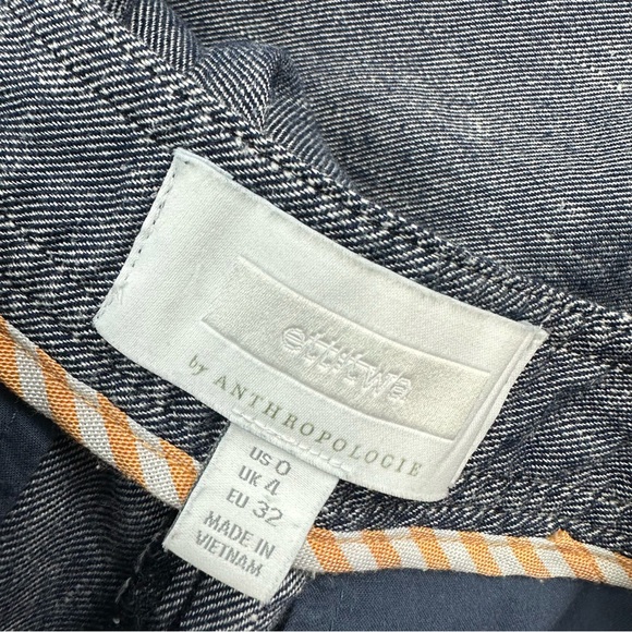 Anthropologie Ett:Twa Chambray Linen Ruffle Hem Wide Leg Pants Size 0 - Picture 10 of 10